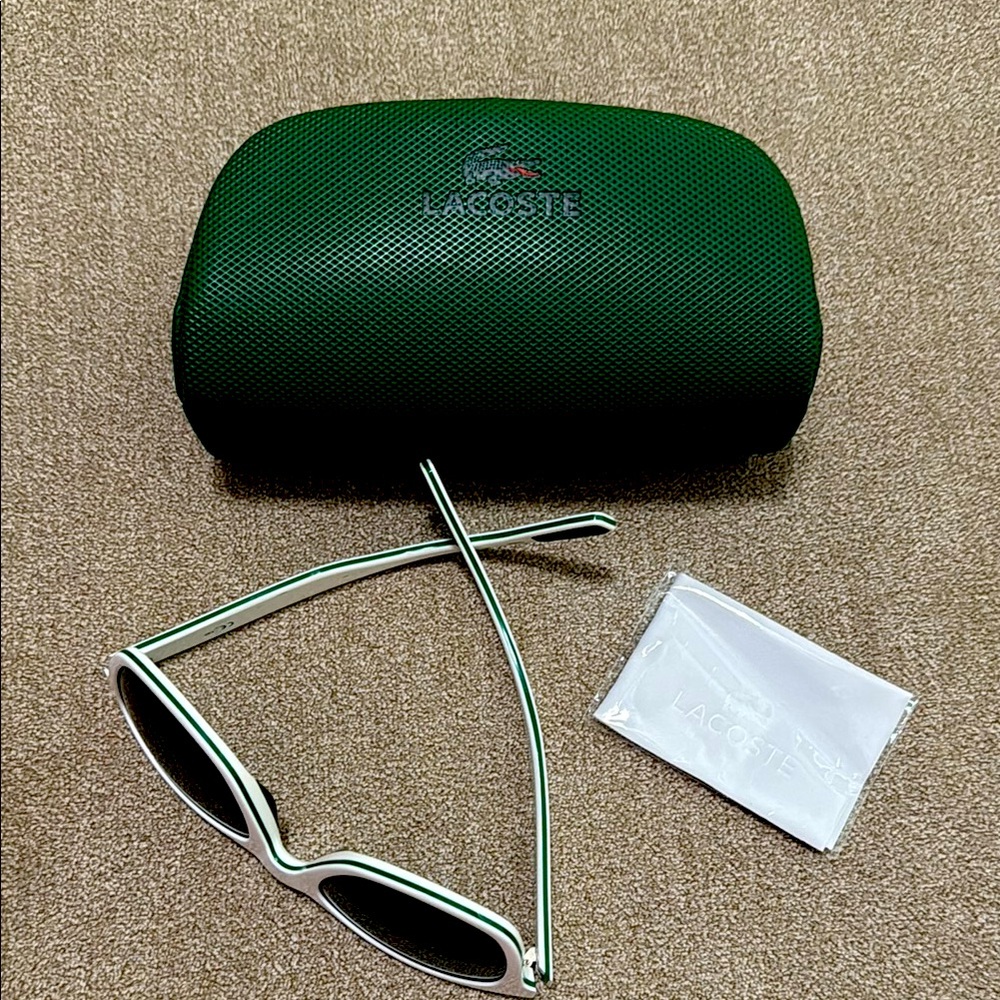 Lacoste White Sunglasses with Green Case